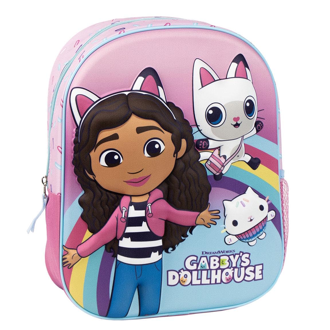 CERDÁ LIFE'S LITTLE MOMENTS Mochila Infantil de Gabby´s Dollhouse - Color Rosa - Cierre de Cremallera - 25x31x10 cm - Mochila Infantil con Detalles en 3D - Asas Acolchadas - Producto Original Diseñado en España