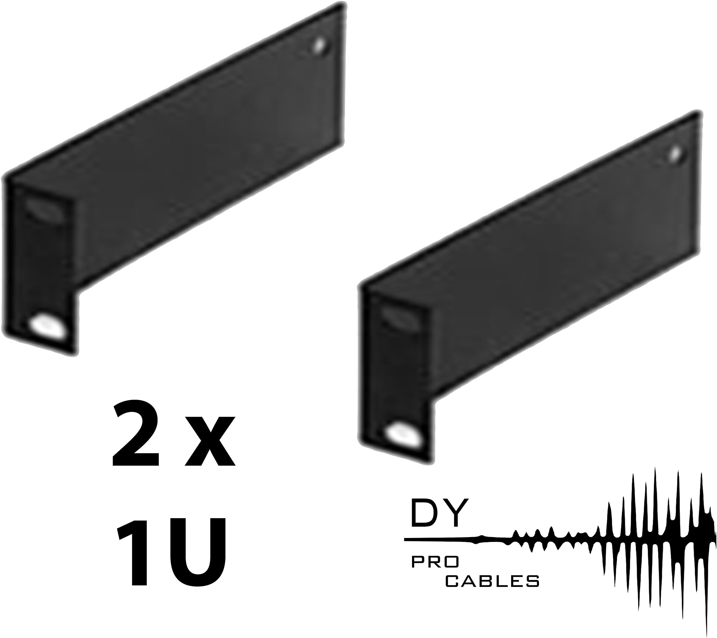 2 x Pair of 1u Rack Mounting Brackets | Steel | Black Powder Coated