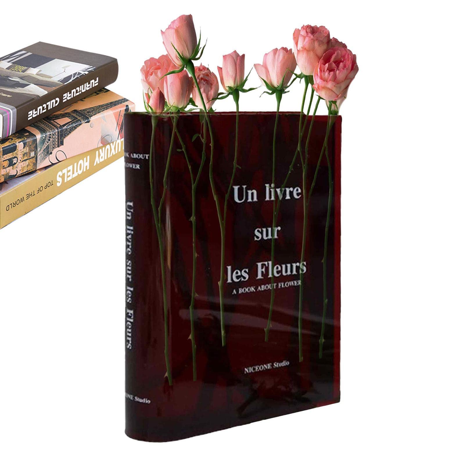 suruim Boekvormige keramische vaas voor bloemen, boek bloem