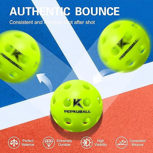 Miniatura 3 de Bolas de pickleball para interiores 4 unidades, 8 unidades, 12 unidades 40 hoyos para exteriores Pickleball, alta visibilidad y rebote, elegantes