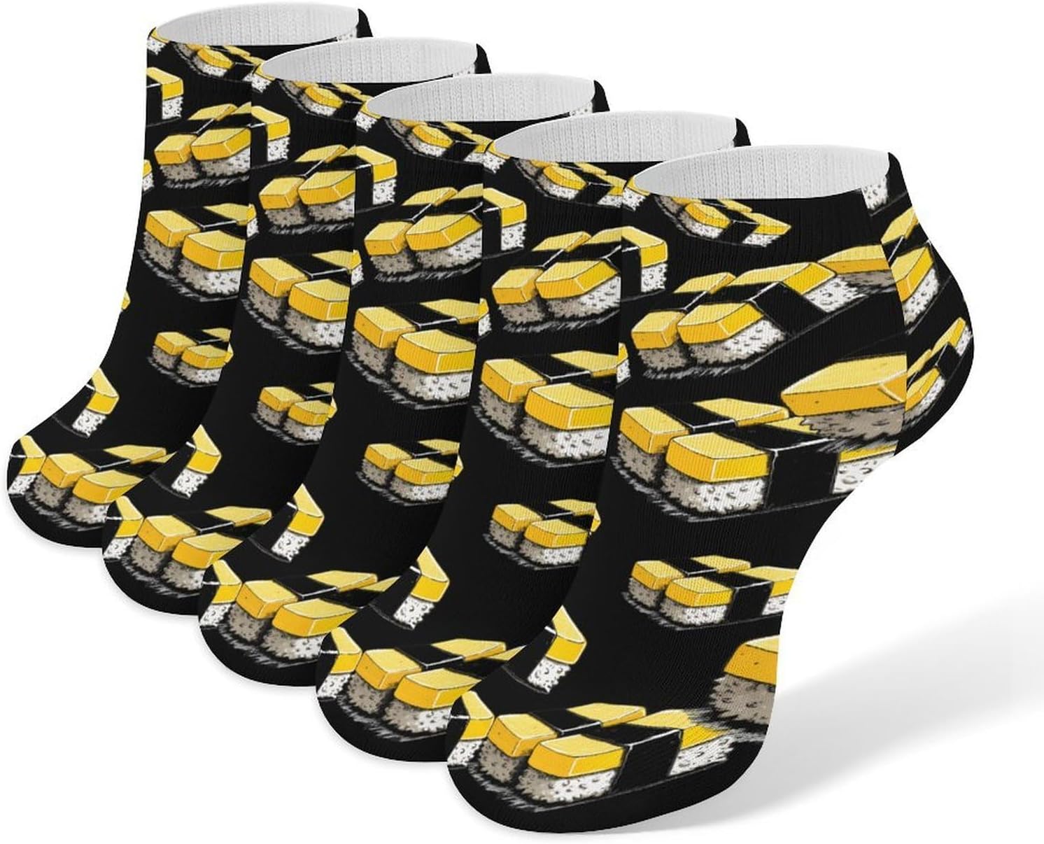 Tamagoyaki No Show Ankle Socks Low Cut Non Slip Flat Boat Line 5 Pairs Set