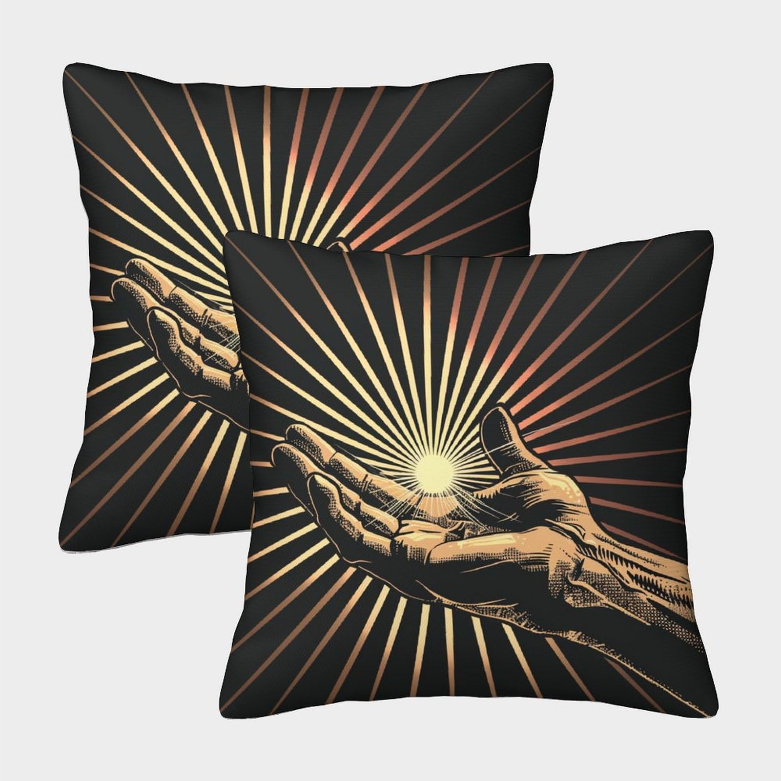 CTAMM 45x45cm Pack of 2 Pillow Cases,Hands Decorative 3D Printed Palms Emitting Light Pillow Cases,sofa Bed Decorative Cushions