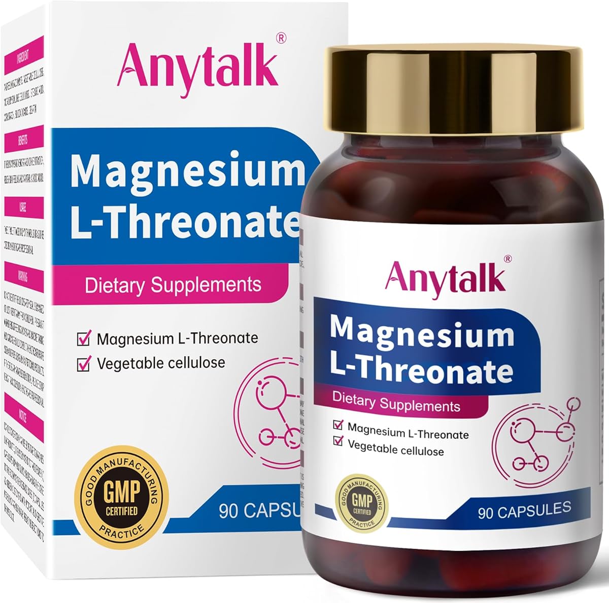 Magnesium L-Threonate, Magnesium Breakthrough, Brain Supplements for Memory and Focus, Sleep and Cognitive Support for Kids & Adults (90 Capsules)