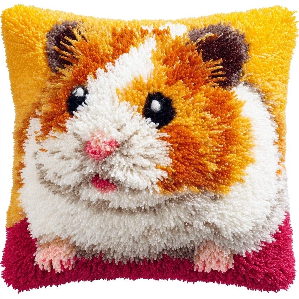 AxiangziK Latch Hook Pillow Kit 17x17in,Cute Hamster