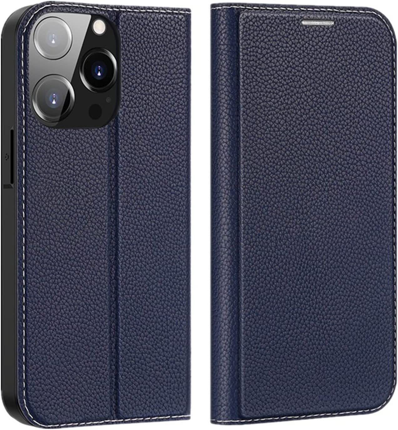 Étui iPhone 14 Pro en cuir premium KANUZ bleu chic avec porte-cartes discret