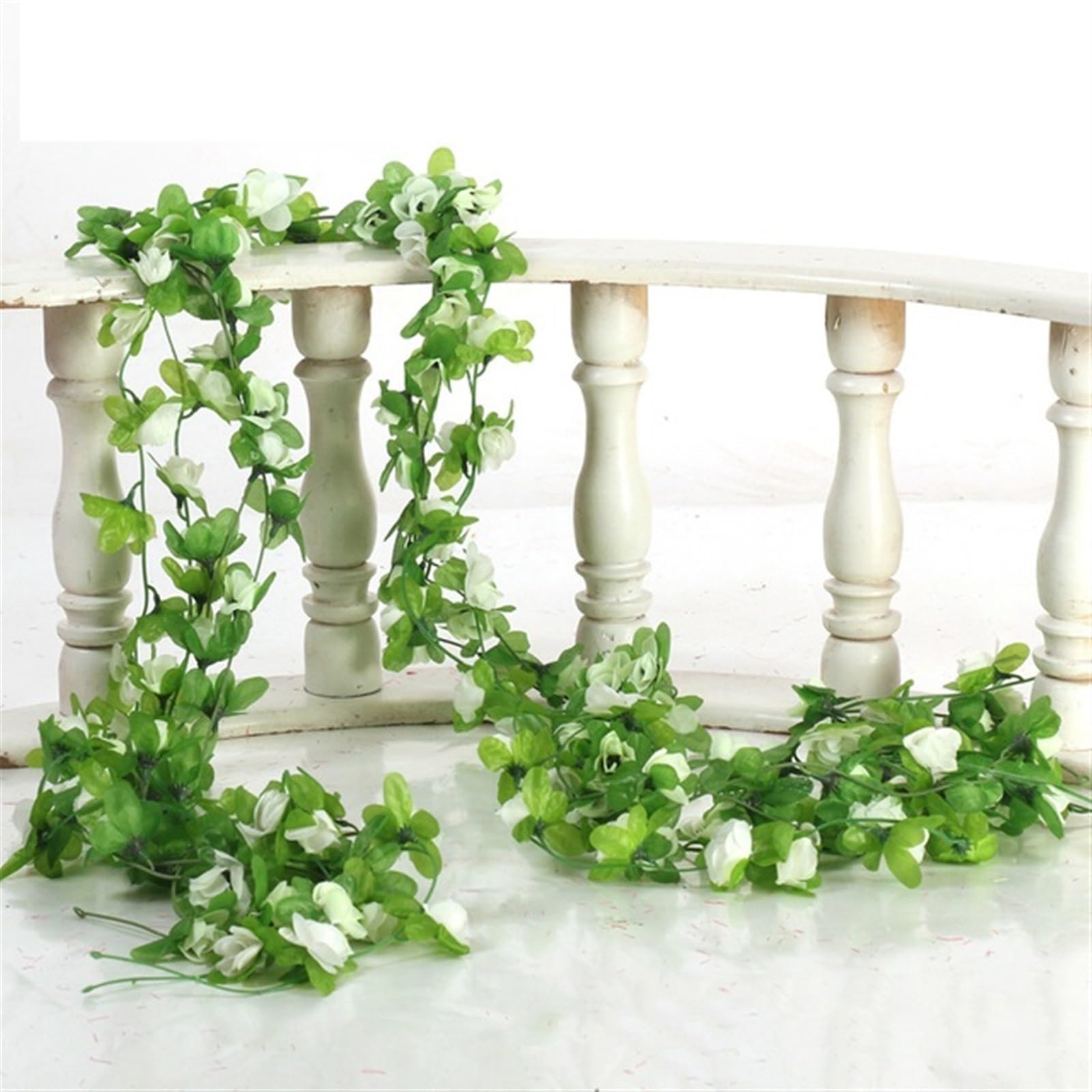 NDSJAIE Artificial Flower Vine 230cm Rose Artificial Silk Flowers Ivy Vines Green Garland Home Wedding Garden Branch Decoration Wall Hanging For decoration(E)