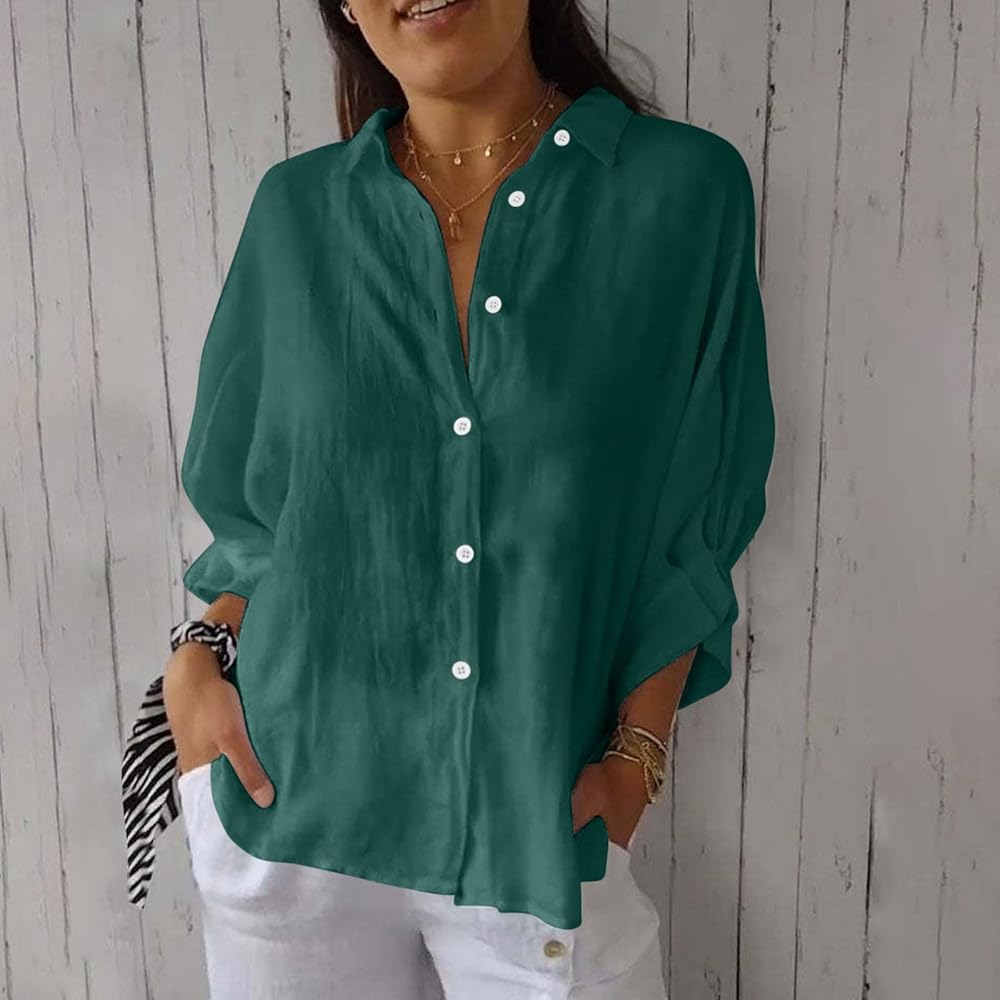 Womens Lace Up Slit Cut Out Back Button Down Shirts Linen 3