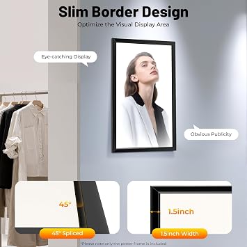 LED Movie Poster Frame, 23.6 x 35.8 Inch Modern LED Flip Design Poster Frame, Wall Mounted LED Advertising Display Backlit Box for Movie Poster, Advertising Display, Business Signs (Silver)