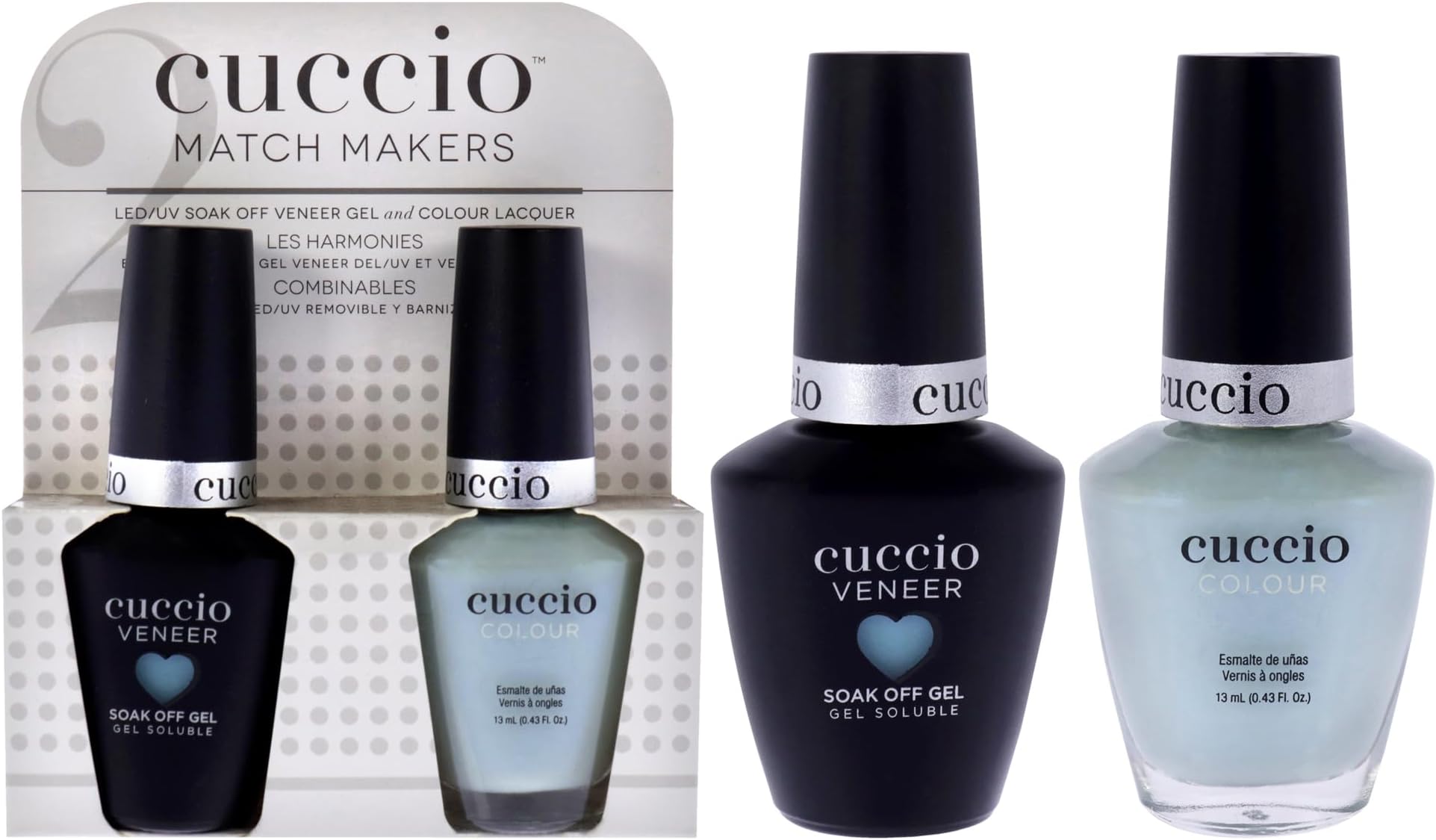 Matchmaker - Colour Nail Lacquer & Veneer Gel Polish - For Manicures & Pedicures, Full Coverage - Long Lasting, High Shine - Cruelty, Formaldehyde & Toluene Free - 2 pc, Meet Me In Mykonos! - BLUE (I0098335)