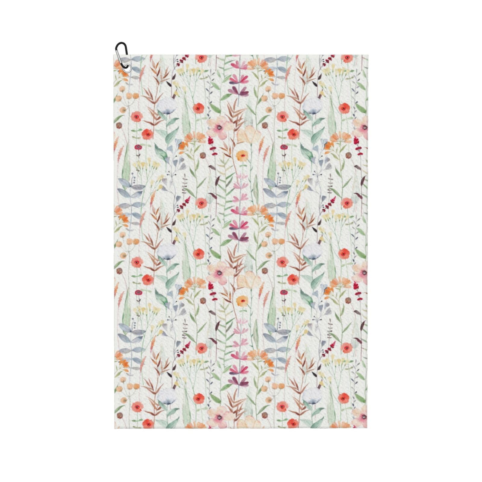 AOOEDM Wildflower Watercolor Print Golf Towel with Carabiner Clip Absorbent Microfiber Golf Towel for Cleaning Golf Ball Club Putter Iron for Golf Bag Trolly Belt Loop 16" X 24"