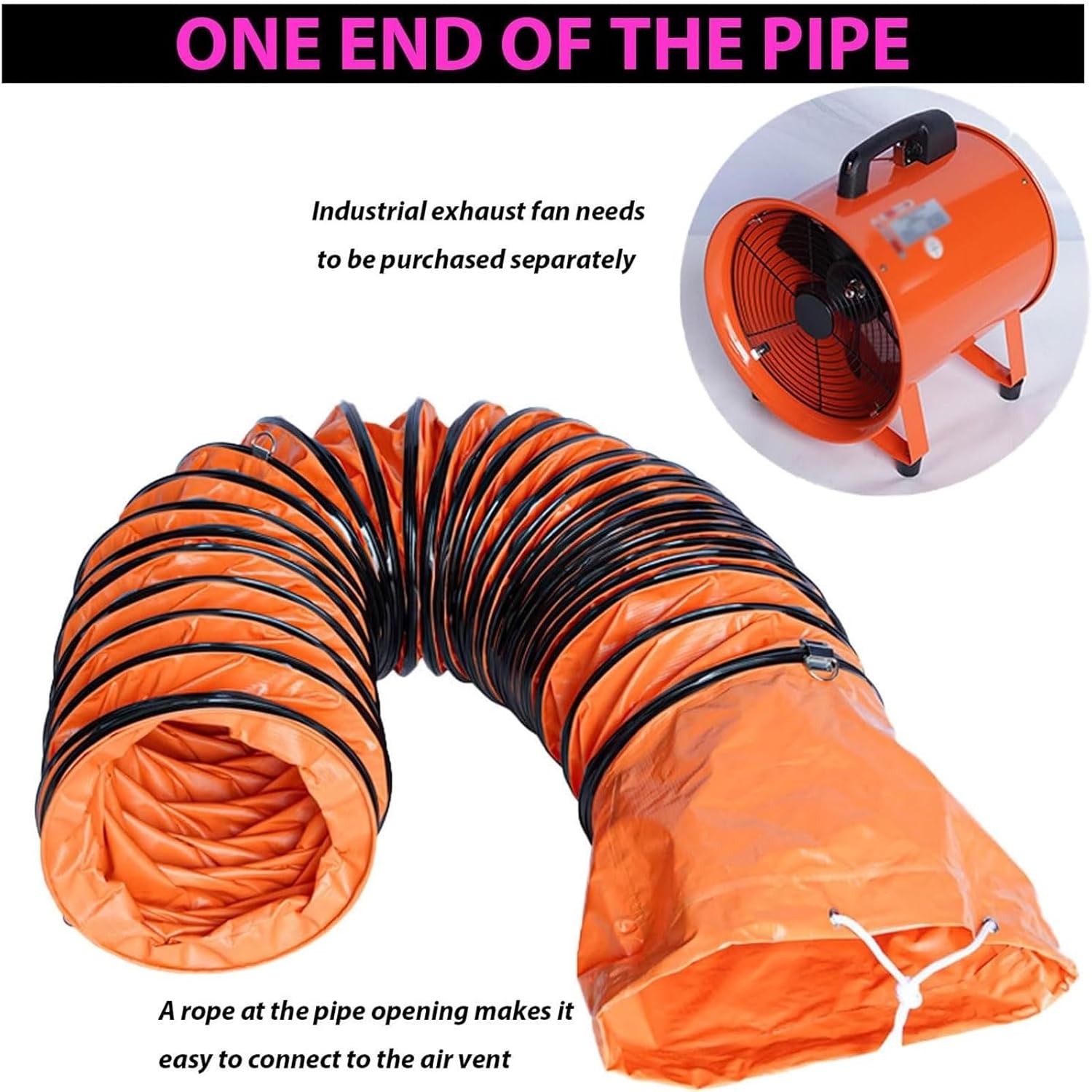 Heavy-duty Duct Hose with Adjustable Rope D Hook, Thickness 0.32 mm, Waterproof, Folding PVC exhaust duct, Easy Storage, for Ventilation, Drying, and Cooling Applications(10ft,Diameter - 550 mm)