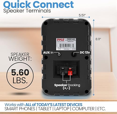 Vista 81 de PyleUsa Par de altavoces Bluetooth para interiores y exteriores, 200 W, doble impermeable, 3.5 pulgadas, sistema de rango completo de 2 vías con Rojo