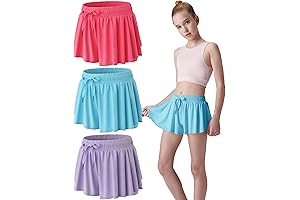 Pack Girls Flowy Butterfly Sports Skorts with Adjustable Drawstring for Fitness, Sports