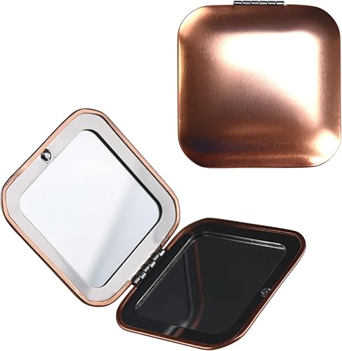 Miniatura 5 de Iconikal Monedero de viaje compacto de metal, espejo de maquillaje con aumento 1X3X, color negro, paquete de 2 para bolsillo, embrague