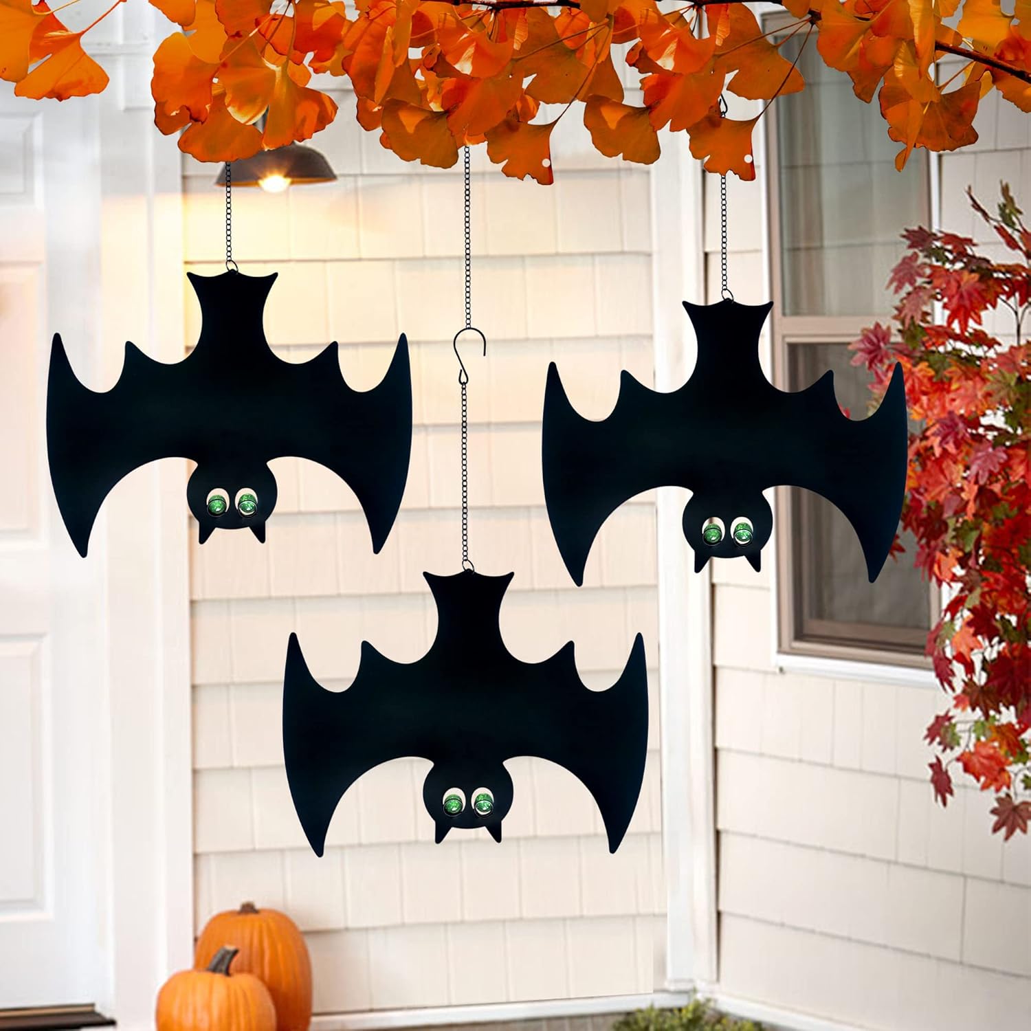 Metal Bats, Silhouette Pendant Outdoors Halloween Yard Decorations, Set of 3