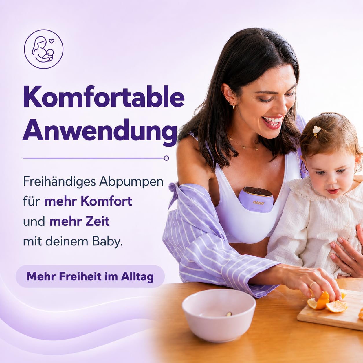 NENO Sole Twin Milchpumpe Elektrisch - Dreiphasen Elektrische Milch Pumpe Freihändig - tragbare Handsfree Doppel-Brustpumpe - 8 Saugstufen - 2x210ml Auffangbehälter - BPA-frei - Schnelles USB-C-Laden