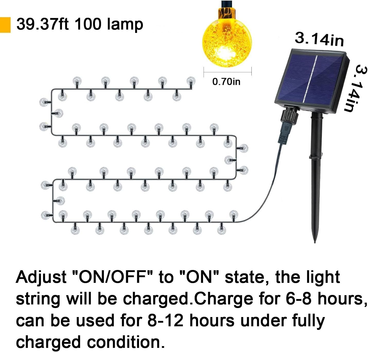 WUBAYI Solar Garden Christmas Lights Outdoor,12M/39ft 100 LED Solar String Lights Waterproof,8 Modes Solar Powered Decorative Lights for Patio, Garden, Yard, Tree, Home, Party (Warm White) 3 71NA2NnqbPL. AC SL1500