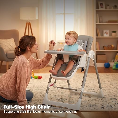 Miniatura 2 de Sillas altas para bebés y niños pequeños, silla alta plegable ajustable con asiento reclinable y reposapiernas, columpios convertibles 3 en 1 con
