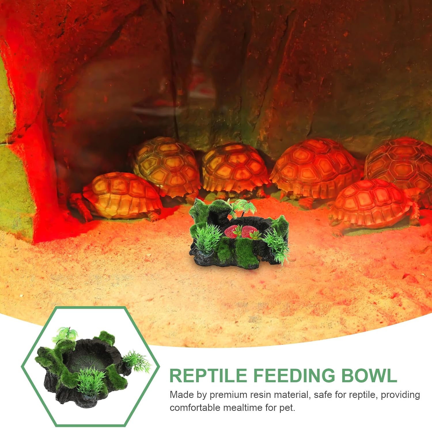Decorative Resin Reptile Water Dish Terrarium Bowl with Flocking Tree Stump Design Vivid Natural Feeding Accessory for Lizards and Amphibians