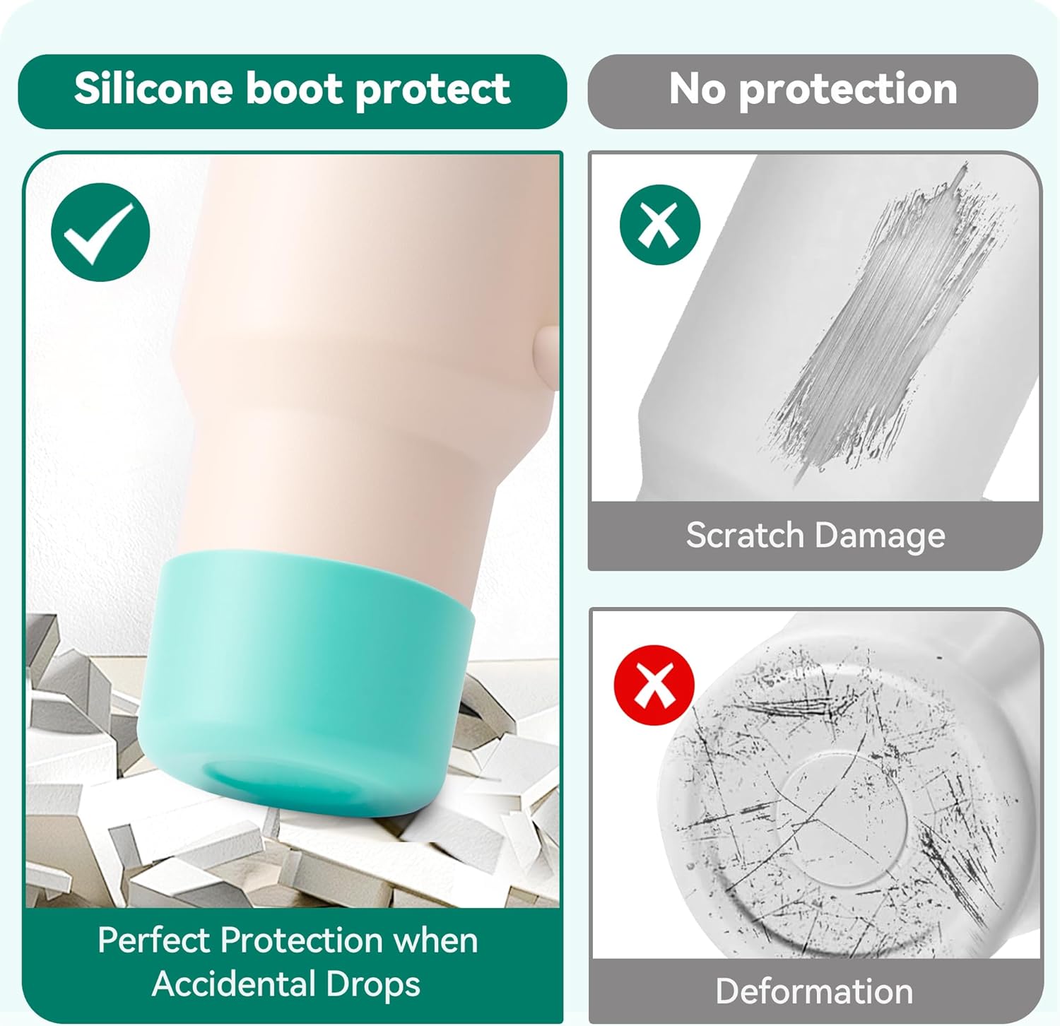2 Pack Silicone Boot Protector | Compatible with Owala 24/40oz Travel Tumbler, 12oz Insulation & 14oz Flip Water Bottle | Fits 2.75-2.85" Base | Noise Resistant