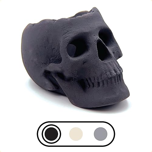 Miniatura 7 de OSKER - Leño con forma de calavera de cerámica ignífuga para hoguera, para fuegos de gas, propano o madera, 9 pulgadas
