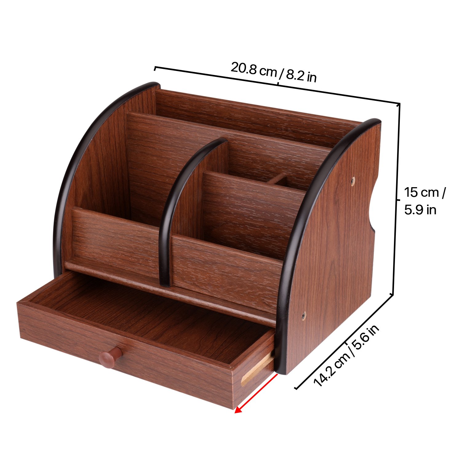 Flexzion Wooden Remote Control Holder Caddy Desktop Organizer With