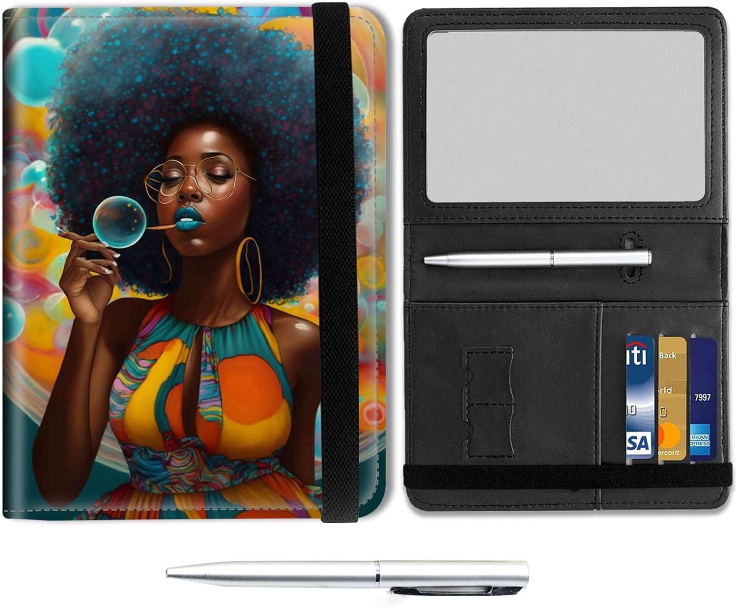 Passport and Vaccine Card Holder Combo, Leather Travel Wallet Passport Holder, Cover Case with CDC Vaccination Card Slot, Travel Documents Organizer Protector for Men Women,Purple African Woman Passport and Vaccine Card Holder Combo, Leather Travel Wallet Passport Holder, Cover Case with CDC Vaccination Card Slot, Travel Documents Organizer Protector for Men Women,Purple African Woman