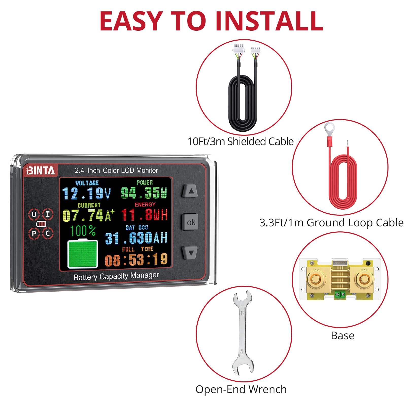 Amazon.co.jp: BINTA 500A バッテリーモニターシャント8-100V 2.4