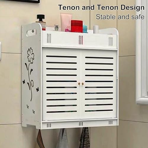 Miniatura 4 de cdar Armario de pared de baño de madera, armario de almacenamiento autoadhesivo sobre inodoro con bisagras amortiguadoras, armario de medicina