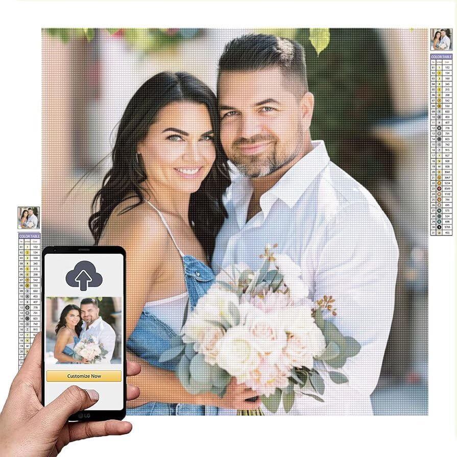 Diamond Painting Personalizado 40x40cm, Diamond Painting Adultos, Cuadro de Diamantes 5D Personalizado a Partir de tu Foto Crea una Decoración Única con Foto de Niños Seres Queridos o Mascotas 0f-130