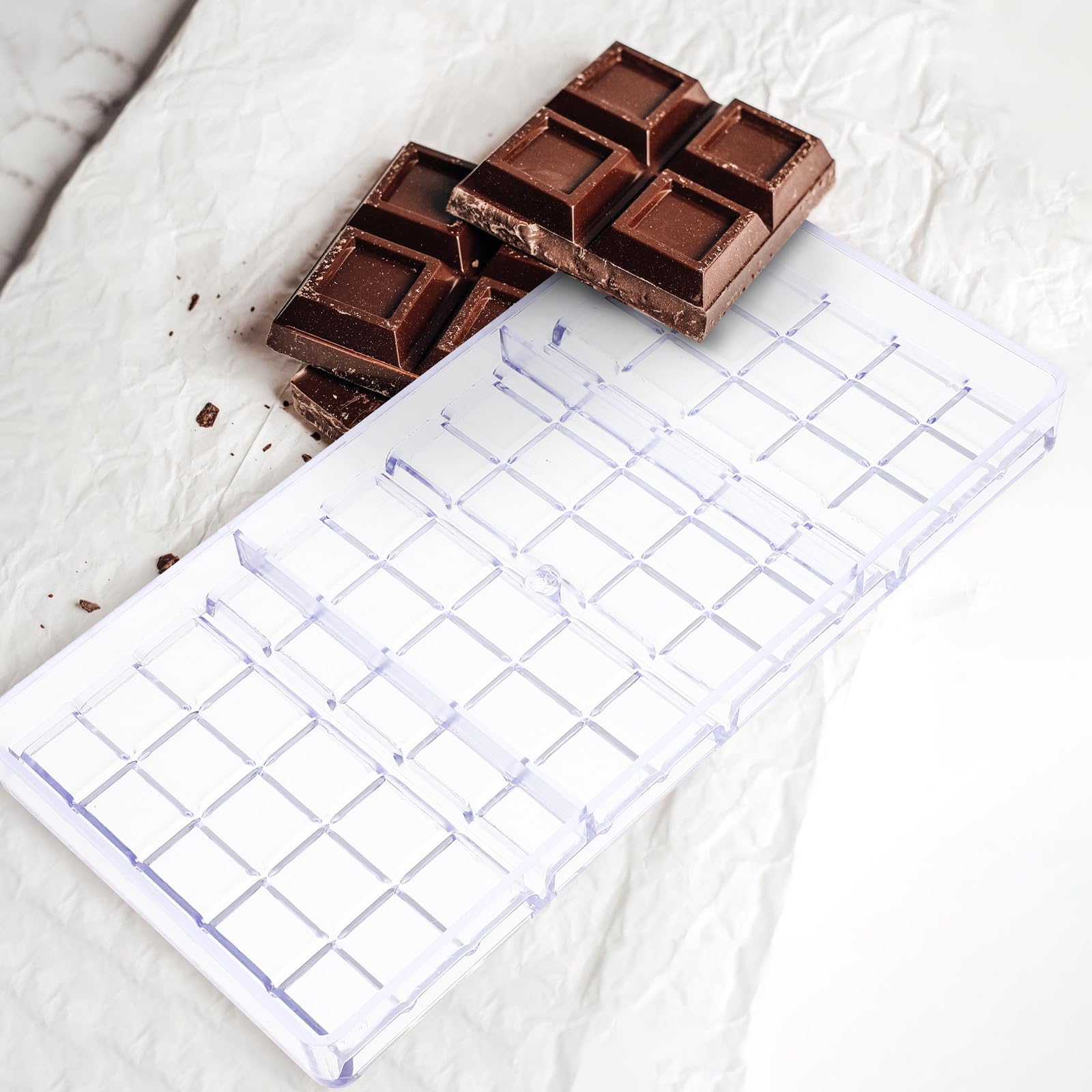 Stampo per Cioccolatini in Plastica Trasparente Forma a Griglia Lunga, Resistente All'usura e Facile da Usare, la Famiglia la Preparazione di Dolci