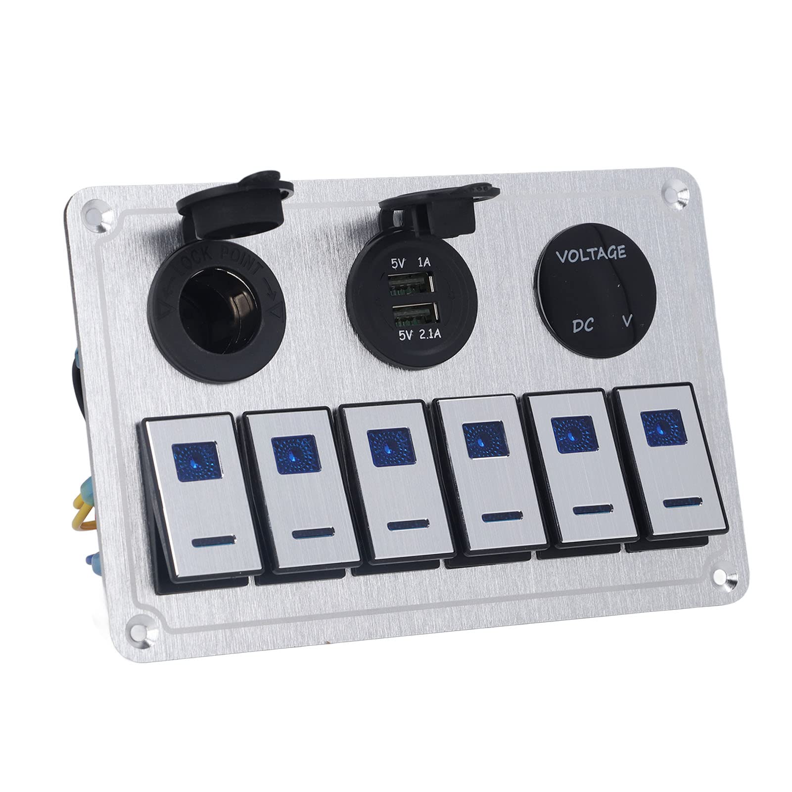 Tbest Panel Wahacza Gang Włączony Wyłączony Niebieskie światło LED .1A Port USB do Samochodu RV Loy PanelCar Panel Wykonany z Wahacza Wykonany Jest z Aluminium PC i Plastiku miedzianego. Klamra