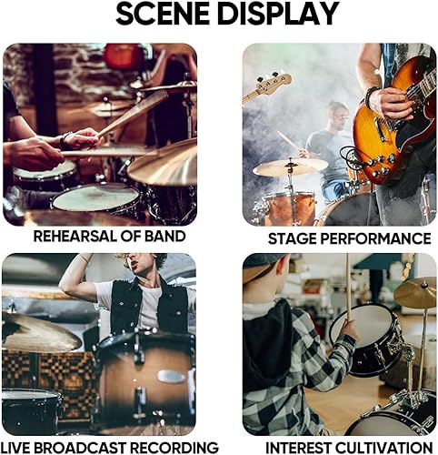 Miniatura 8 de W IN-MIX Kit de micrófono de batería dinámico con cable de 7 piezas (metal completo) - Micrófono de Kick Bass, TomSnare y platillos para batería,