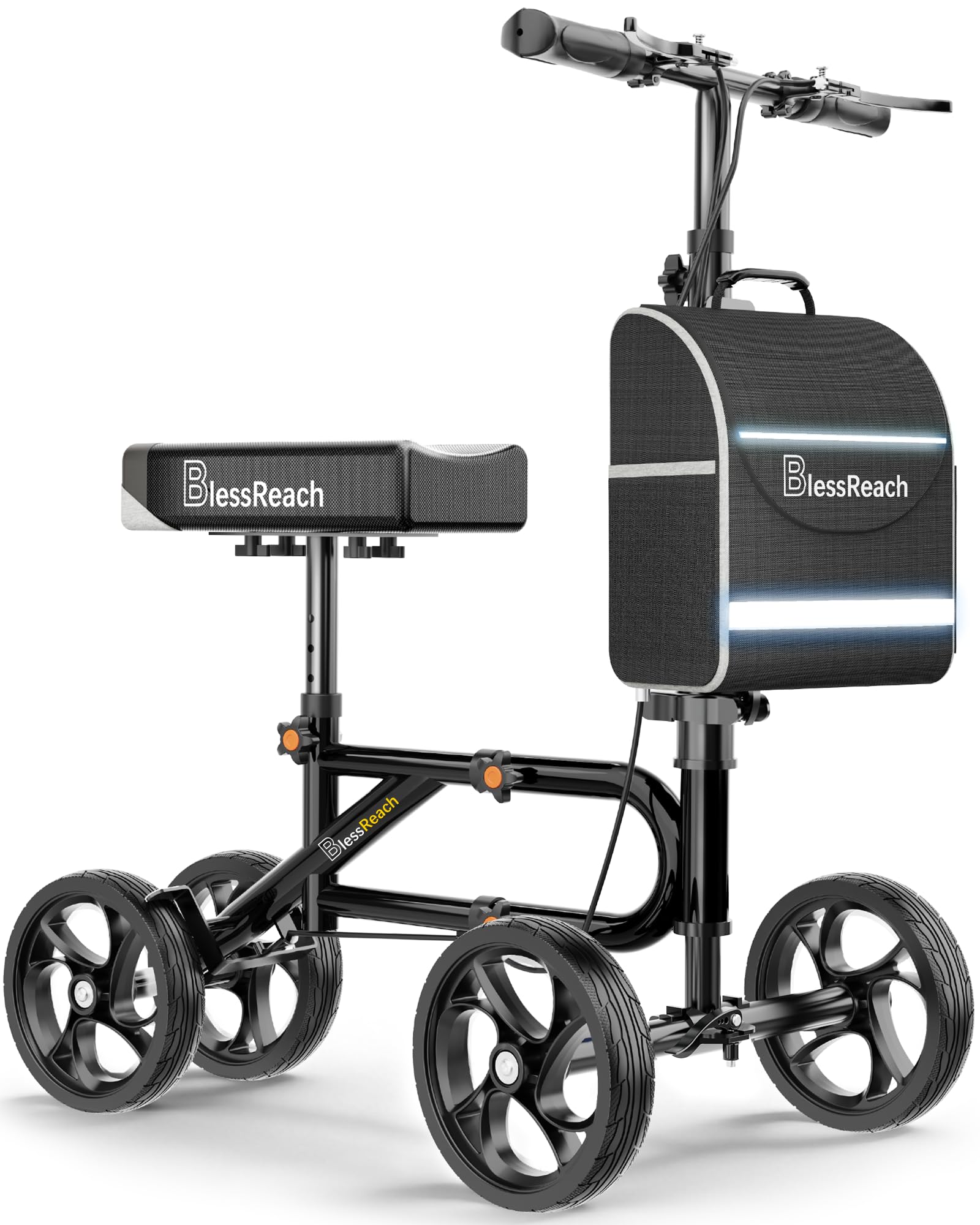 Economy Knee Scooter Steerable Knee Walker for Foot Injuries Compact Crutch Alternative with Dual Braking System (Black)