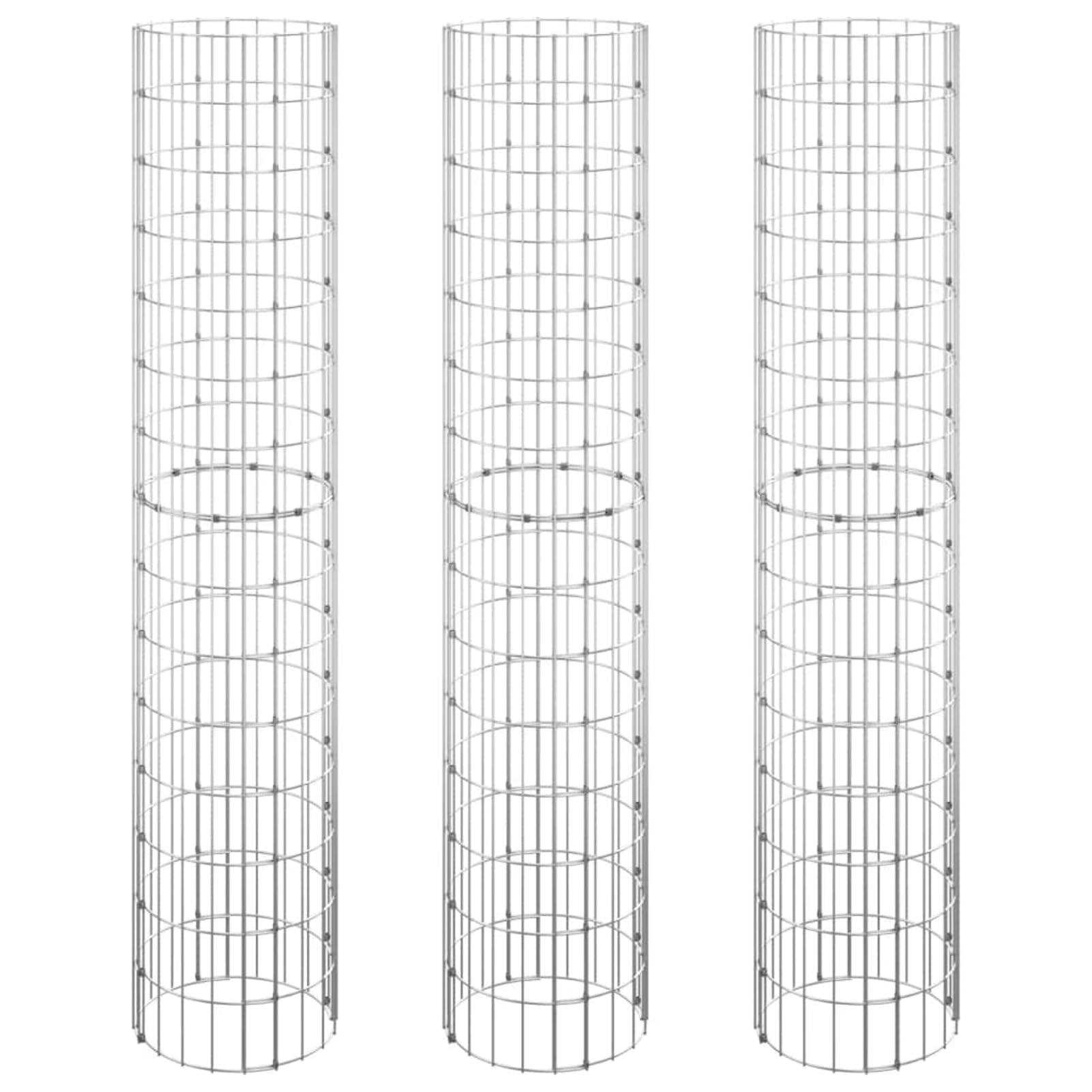 Gabionowe podwyższone grządki, okrągłe, ze stali ocynkowanej, Ø 30 x 150 cm, odporne na warunki atmosferyczne, wytrzymałe i łatwe w pielęgnacji, skrzynka na kwiaty, skrzynka na rośliny, taras