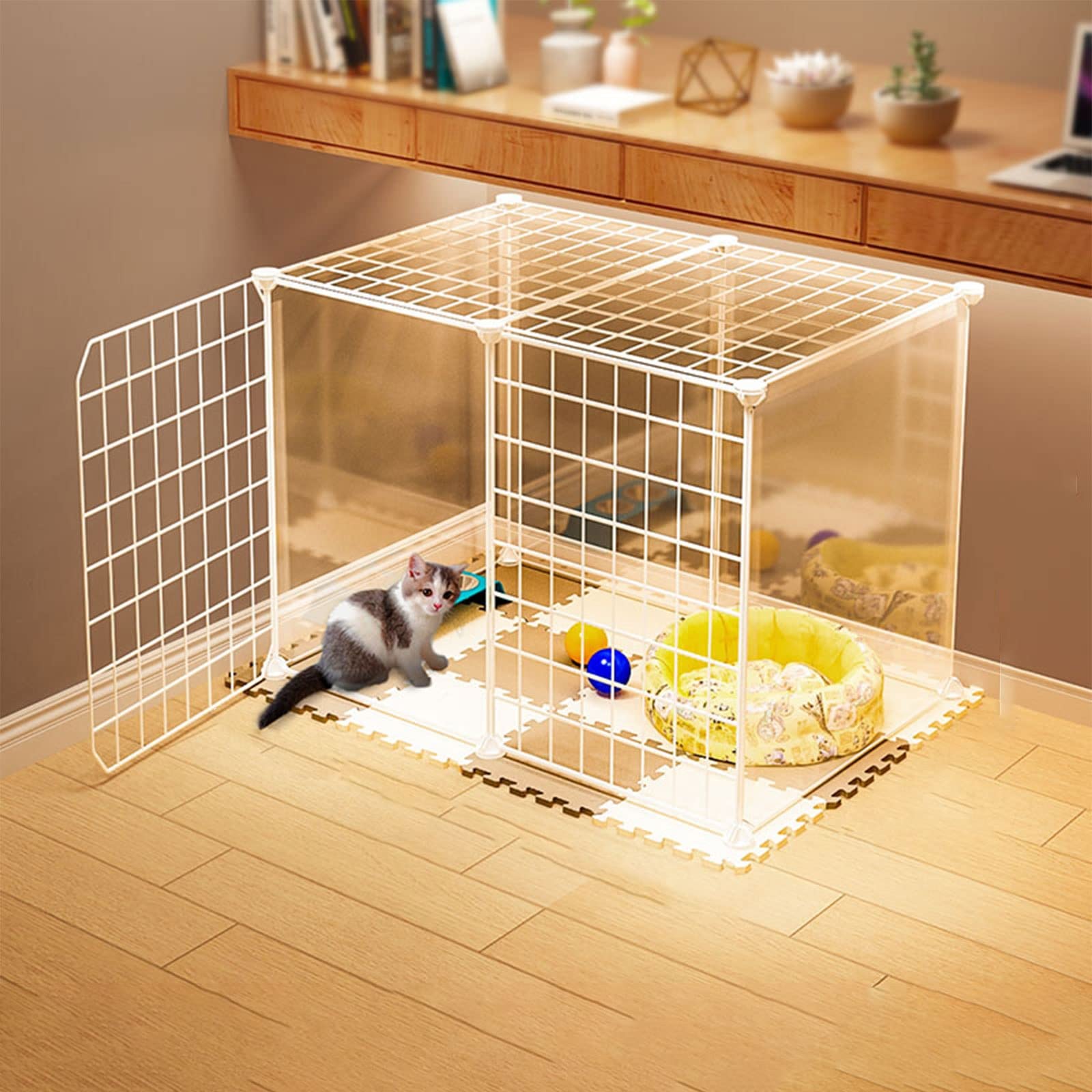 Gabbia Per Gatti DIY Trasparente Recinto Per Conigli Criceti Cucciolo Porcellino D'India Cavie Gatto Recinto Per Animali Domestici Di Grandi Dimensioni Gattino Anti-salto (Size : 75 * 47 * 39cm)
