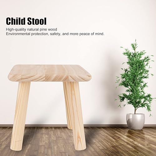 Miniatura 4 de Pilipane Taburetes de madera para niños, sillas sólidas de 9 pulgadas para niños, mesa sensorial a juego, madera pintada a mano con taburete de