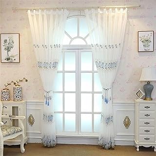 Bedroom Curtains for Women Window Treatments Sheer Curtains Light Blue P...