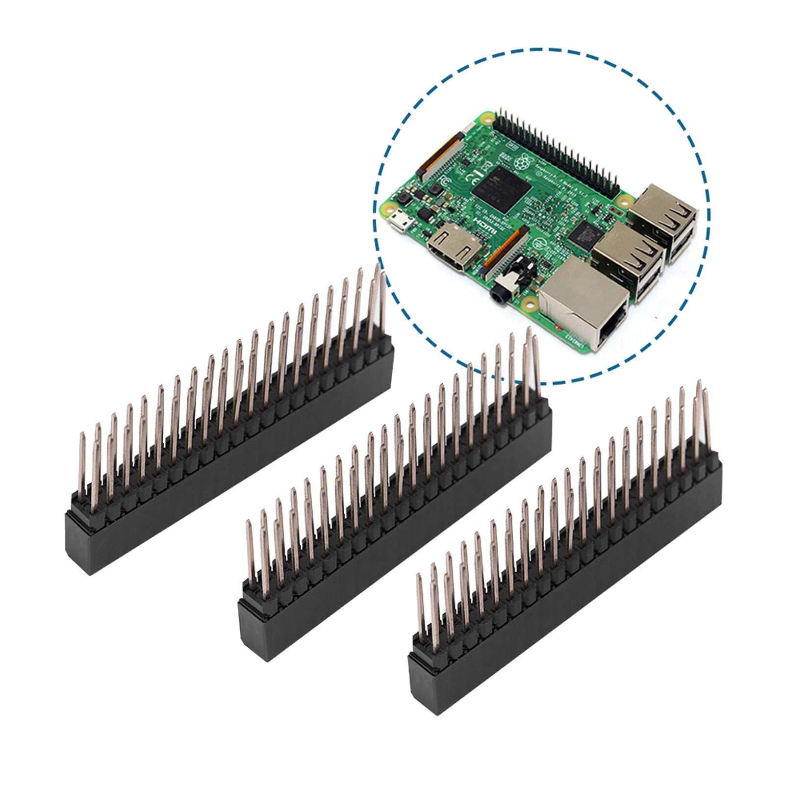 ZDE 10PCS Connecteur Broche Mâle Droit Angle 2.54mm - Double Rangée 40 Pin Pour PCB Et Breadboard