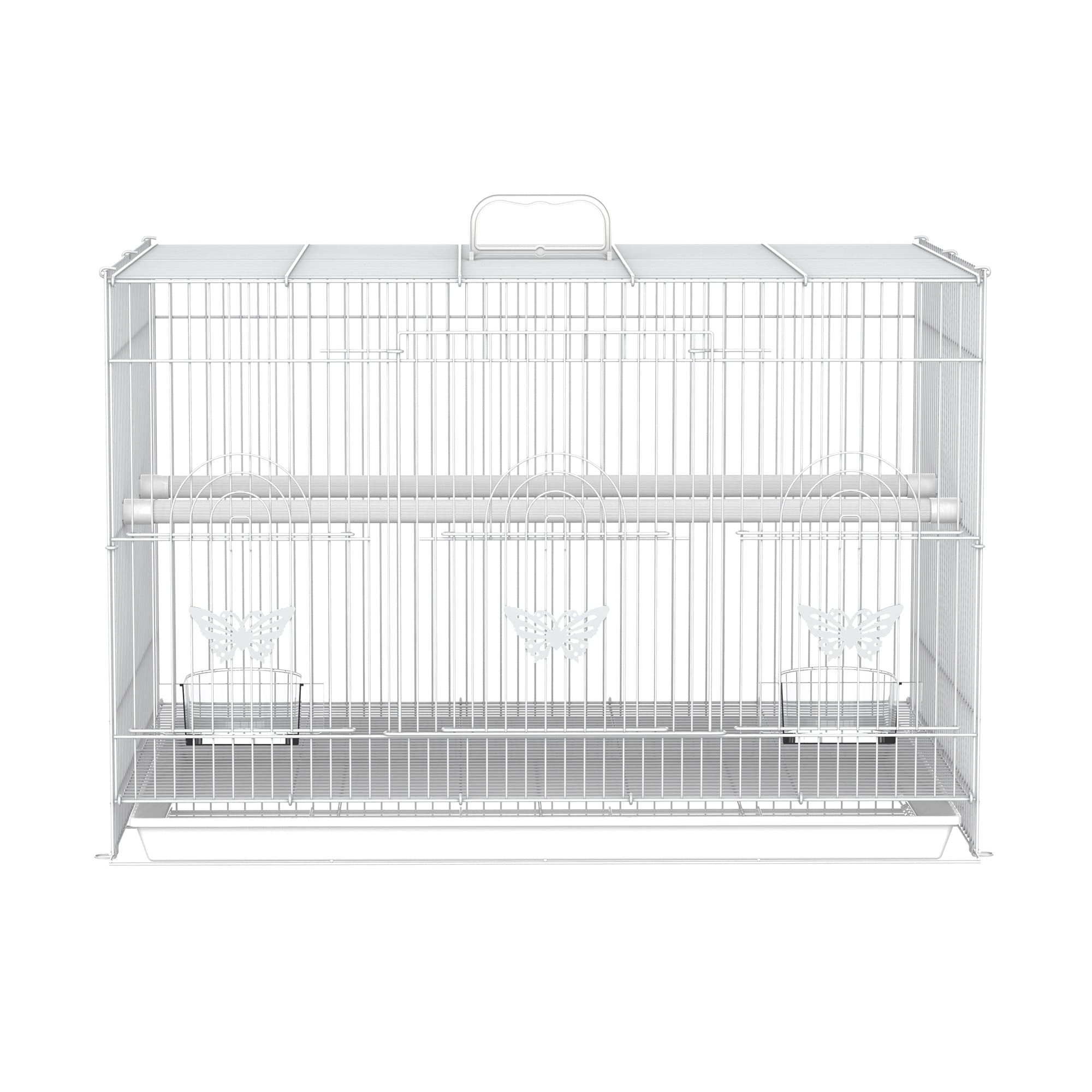 PawHut Jaula Pajaros 60x41x41cm Pajarera Pajaro Loros Canarios Cotorras Hierro Blanco