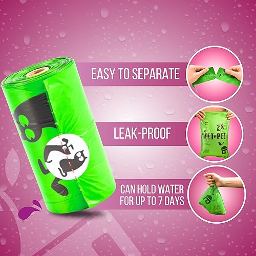 Vista 3 de Pet N Pet Bolsas de excremento para perros, 540 unidades, color verde, con aroma a lavanda, bolsas para excrementos de perro, bolsa de basura