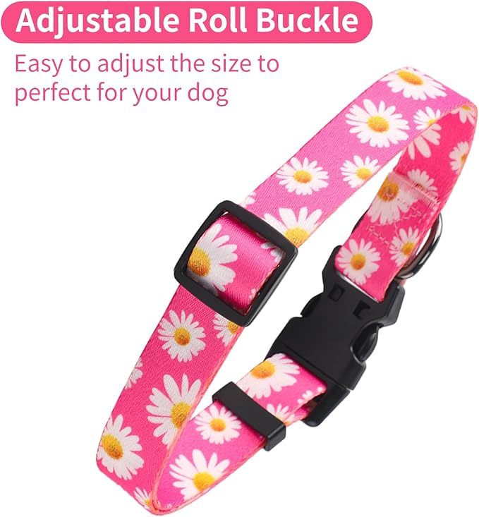 Collar Ajustable QQPETS para Perro Pequeño, Color Small Daisies, Talla S miniatura 8