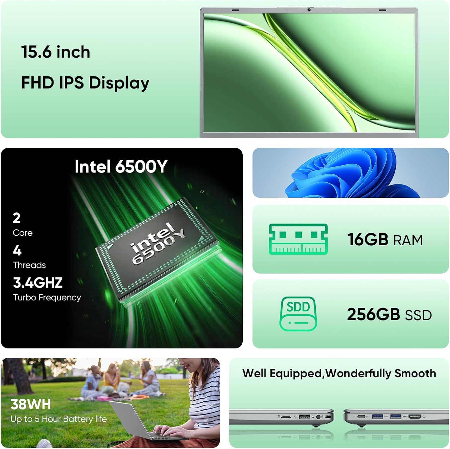 15.6″ Full HD Laptop with 16GB RAM 256GB SSD,Laptop Computer, Dual-core 6500Y Processor Up to 3.4GHz,WiFi5,USB-C, Poratable Business and Student Laptops 15.6″ Full HD Laptop with 16GB RAM 256GB SSD,Laptop Computer, Dual-core 6500Y Processor Up to 3.4GHz,WiFi5,USB-C, Poratable Business and Student Laptops