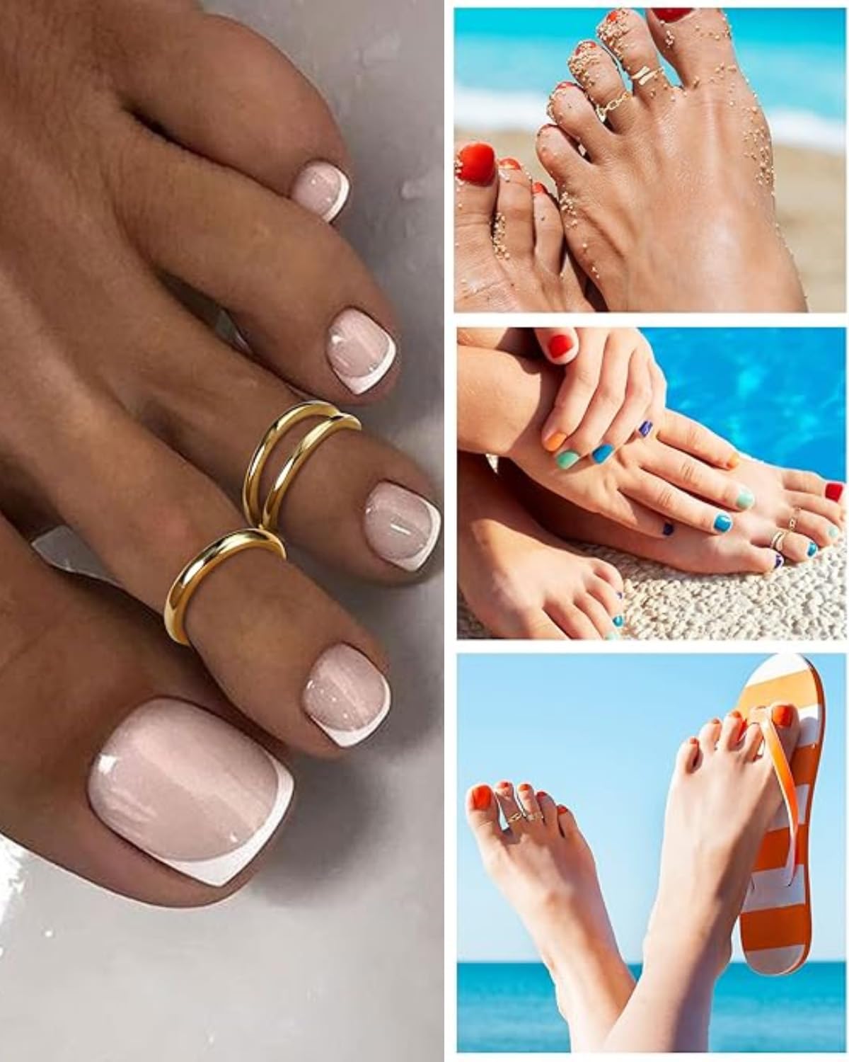 Anillos para Pies Llenos de Oro de Mujer Ajustables con Flores