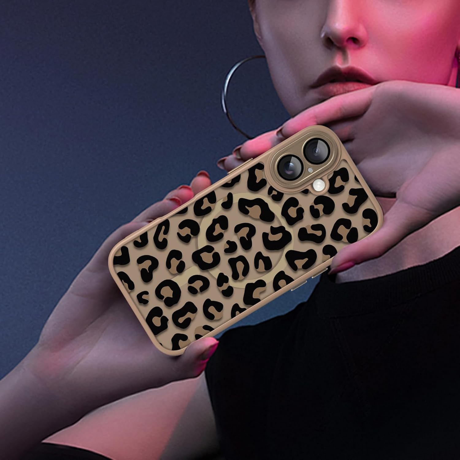 Magnetic for iPhone 17 Case [Compatible with MagSafe] Cute Cheetah Leopard Print Pattern Design, Slim Bumper Translucent Matte Protective Cover for Women Men, Brown