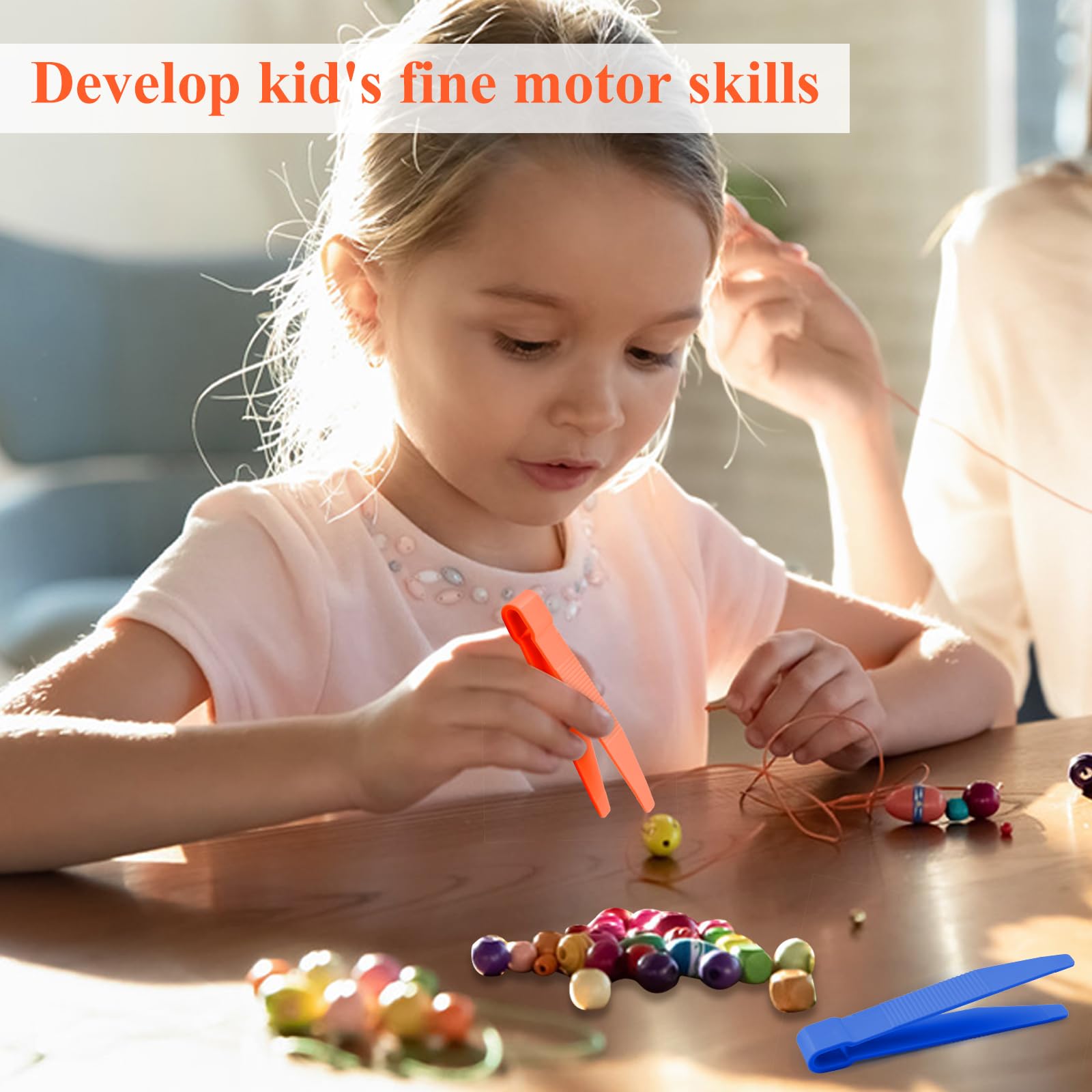 15 pinzette per bambini in plastica colorata giocattolo educativo per abilità motorie fini, perline da stirare, conteggio