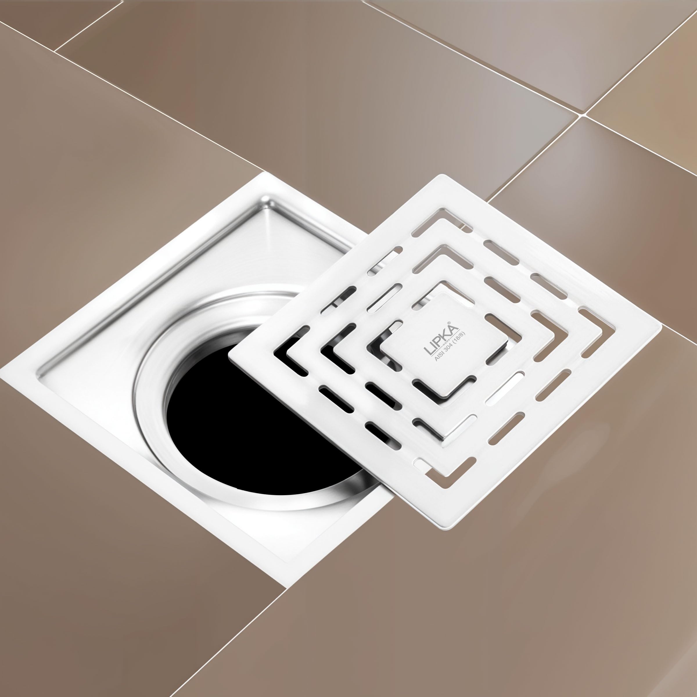 LIPKA Orange Exclusive Square Floor Drain | 5 x 5 Inches | 304-Grade Stainless Steel Floor Trap with Matte Finish | Drain Jali for Bathrooms with Collar (B0CGV4LVWL) Amazon Price History, Amazon Price Tracker