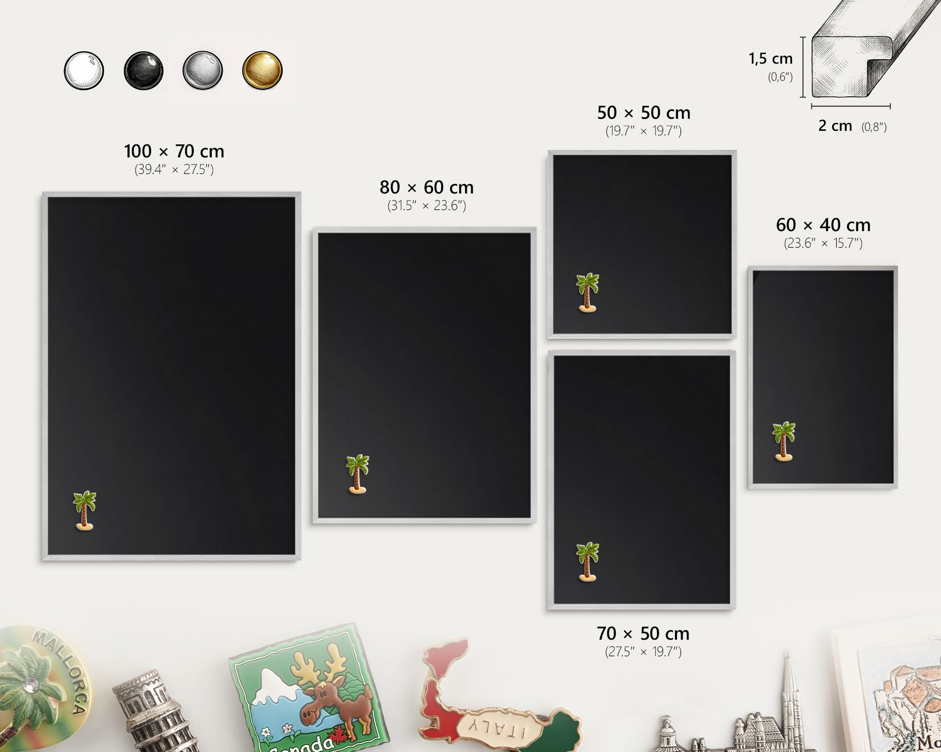 Panel Magnético Informativo 60x40 cm | Marco Plateado | Negro | Montaje Fácil | Pizarra de Pared | Para Restaurante y Bar | Expositor para Menú, Ofertas del Día