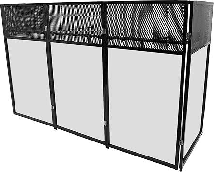 Portable DJ Facade Booth Foldable DJ Controller Stand Studio Booth DJ Table DJ Stand with Carrying Bag Aluminum Frame Booth DJ Display Rack for Bars Music Festivals Studios KTVs