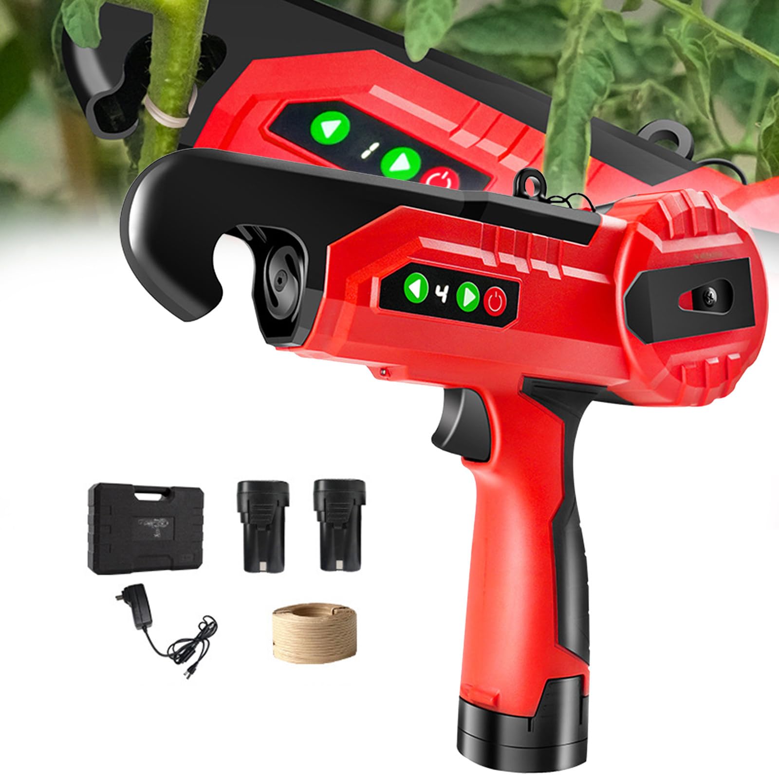 FAXIOAWA Máquina eléctrica para Atar Plantas, para Tomate, UVA, Verduras, Flores, Herramienta portátil para agrupar viñedos, máquina para encuadernación con Cinta de jardinería para Plantas de jardín